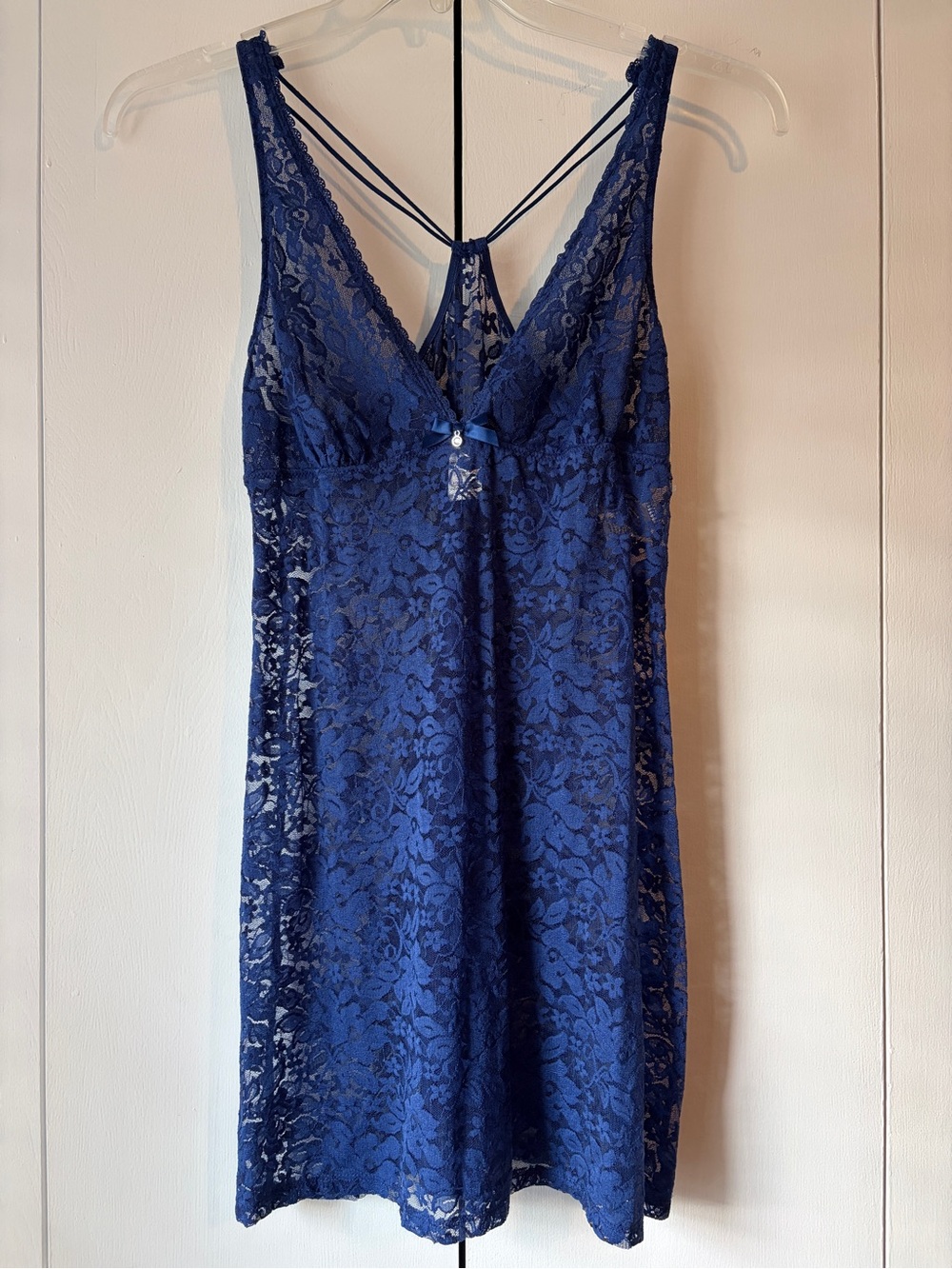 Linea Donatella Navy Lace Chemise with Strappy Back